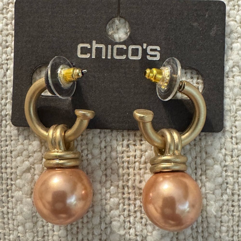 0171-Chico's Gold and Peach Earrings‎